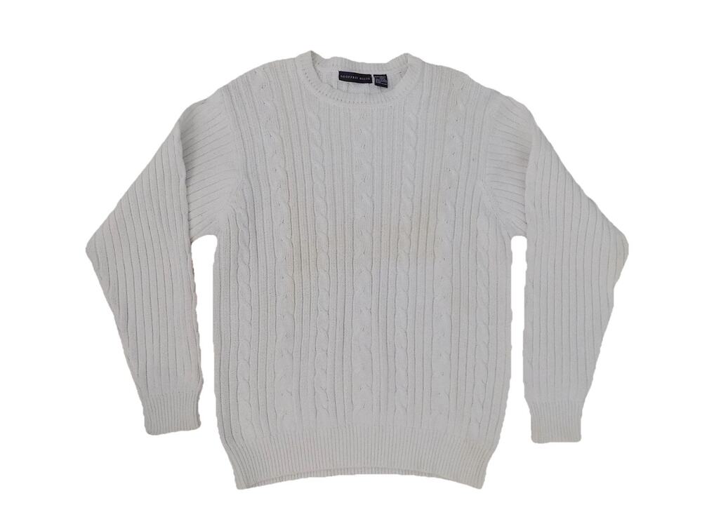 Geoffrey Beene pullover sweater cable knit crew neck cream womens size XL NWT